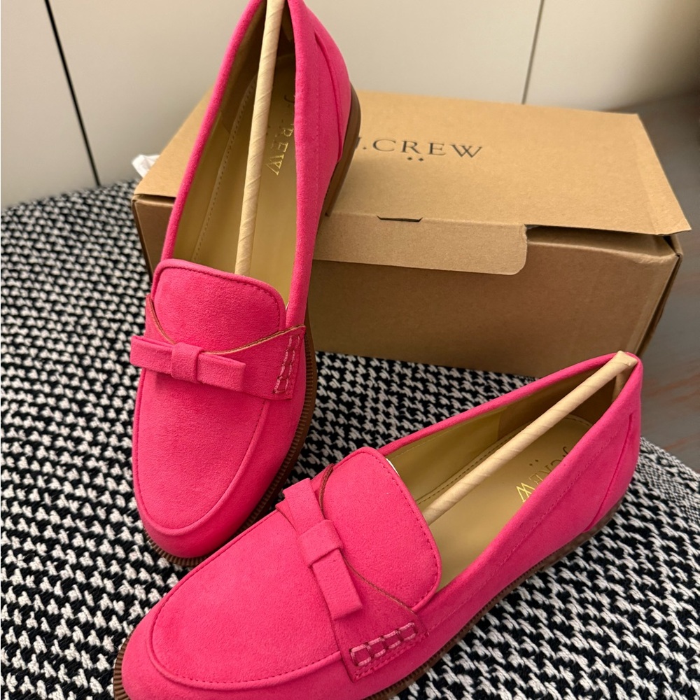 J. Crew Vibrant Pink Women's Bow Loafers